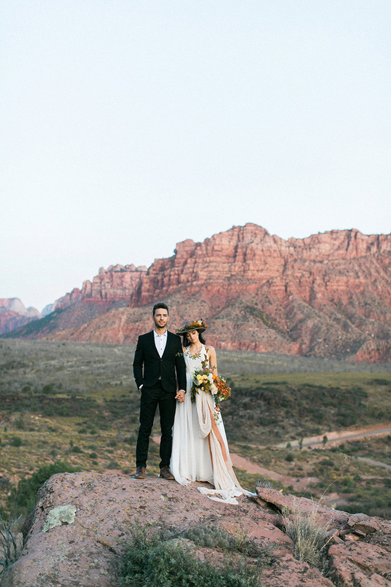 Sunset elopement at Under The Canvas in Zion National Park