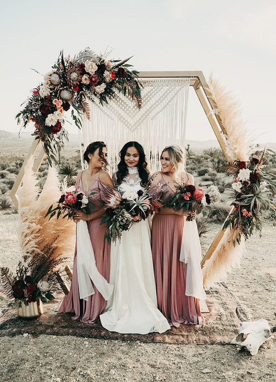Boho desert elopement with geometric details