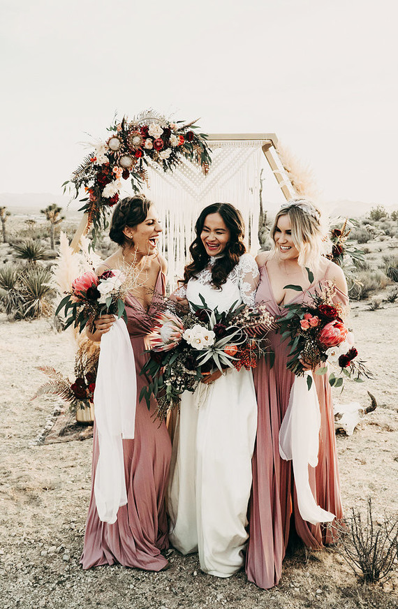 Boho desert elopement with geometric details