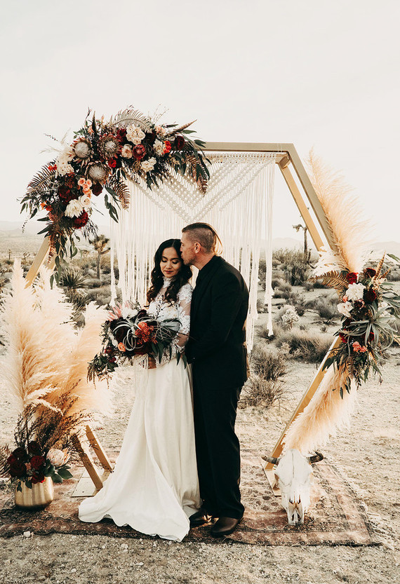 Boho desert elopement with geometric details