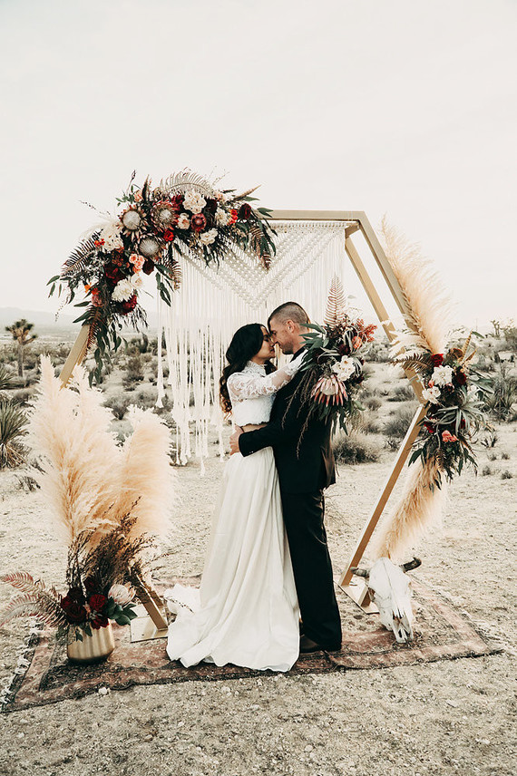 Boho desert elopement with geometric details