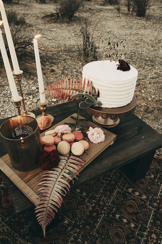 Boho desert elopement with geometric details