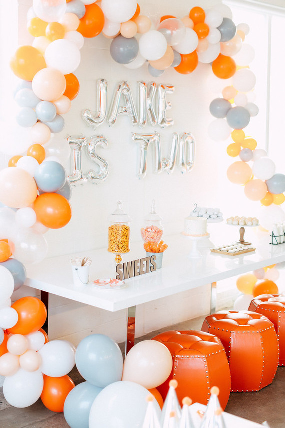 Orange and white modern 2nd birthday Inspiration