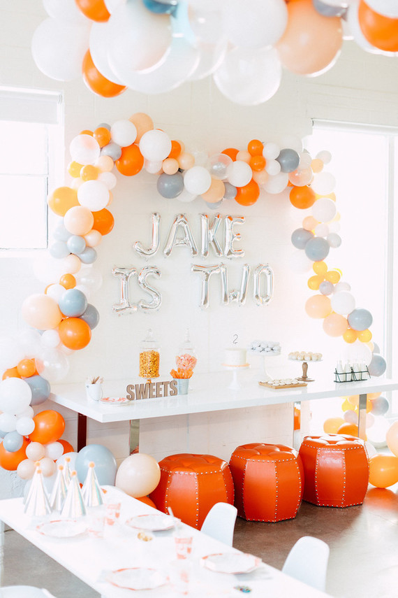 Orange and white modern 2nd birthday