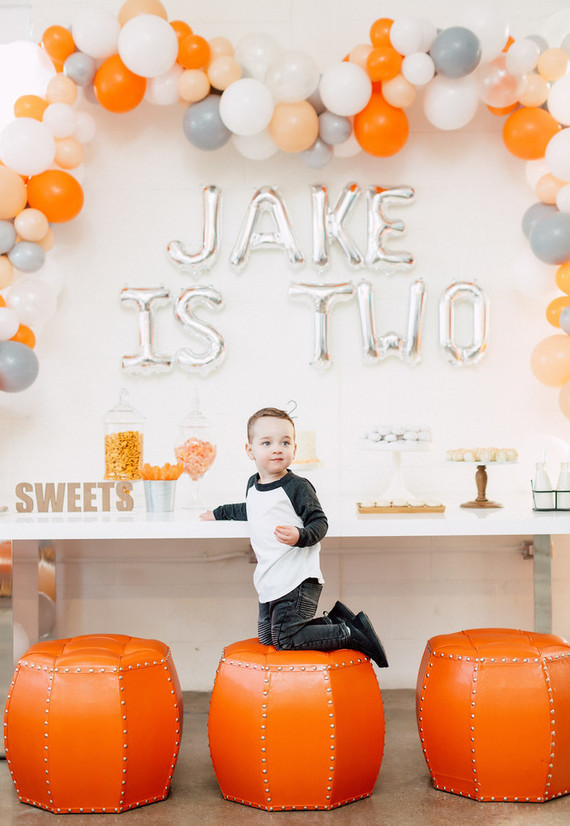 Orange and white modern 2nd birthday Inspiration