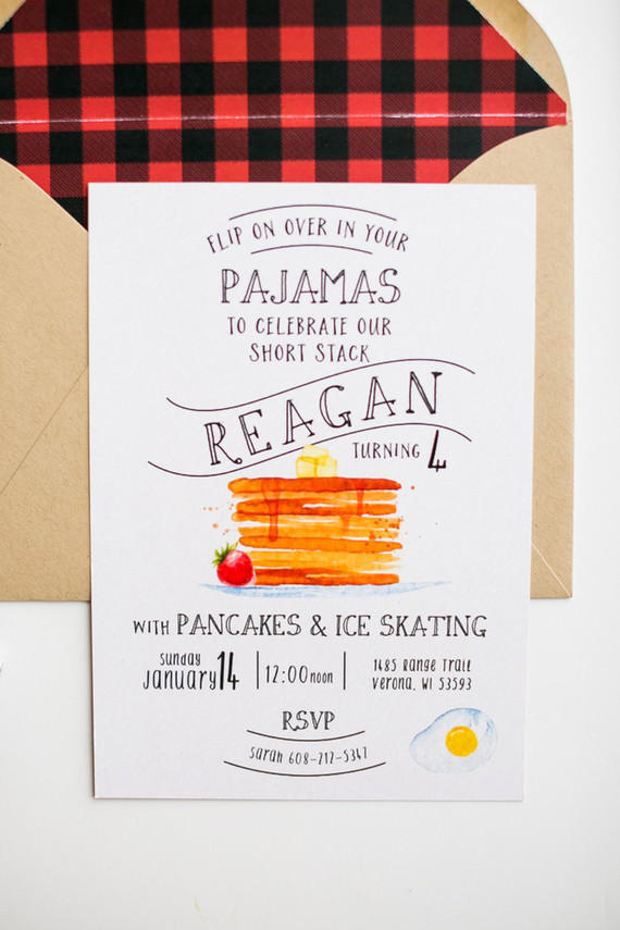 Pancake birthday party invite Inspiration