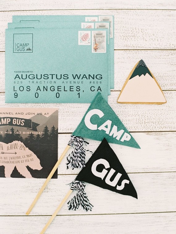 Modern camp themed 1st birthday party