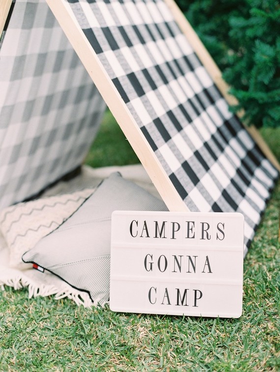Modern camp themed 1st birthday party
