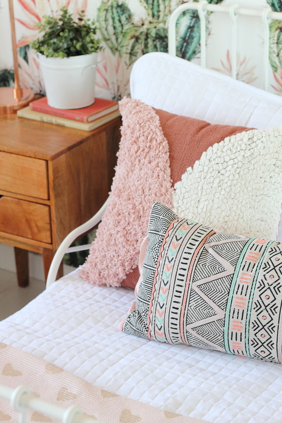 Cactus inspired shared room for sisters