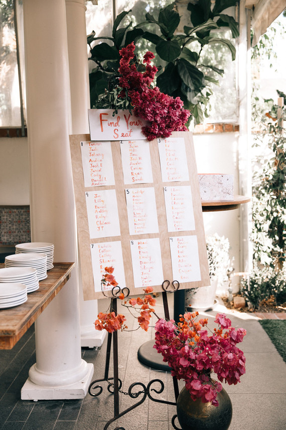 Bougainvillea inspired wedding at 5 Crowns restaurant in Corona Del Mar