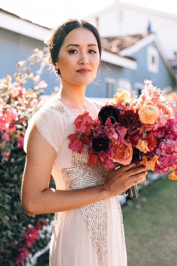 Bougainvillea inspired wedding at 5 Crowns restaurant in Corona Del Mar