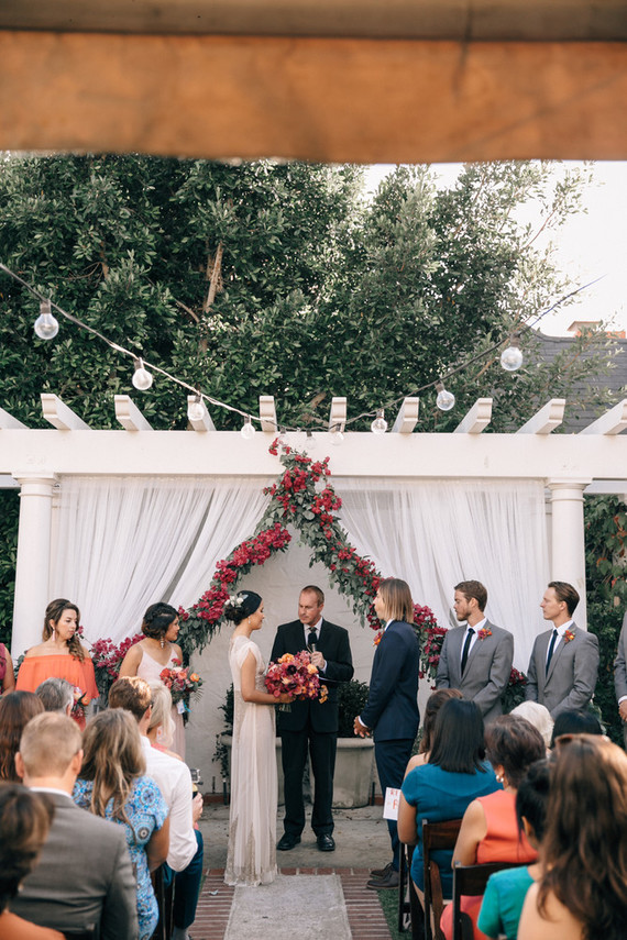 Bougainvillea inspired wedding at 5 Crowns restaurant in Corona Del Mar