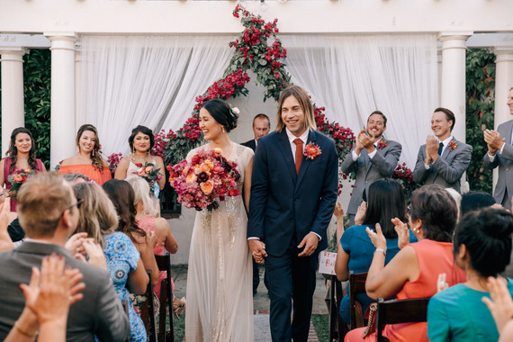 Bougainvillea inspired wedding at 5 Crowns restaurant in Corona Del Mar