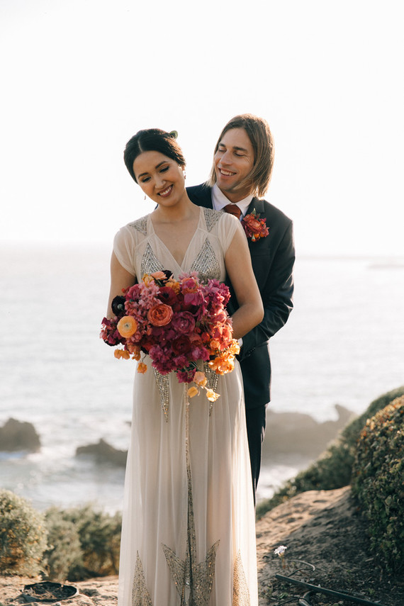 Bougainvillea inspired wedding at 5 Crowns restaurant in Corona Del Mar
