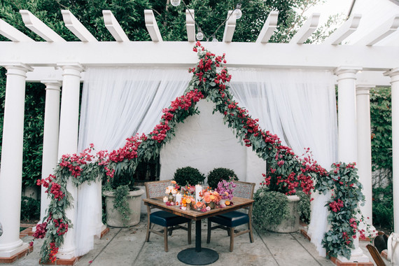 Bougainvillea inspired wedding at 5 Crowns restaurant in Corona Del Mar