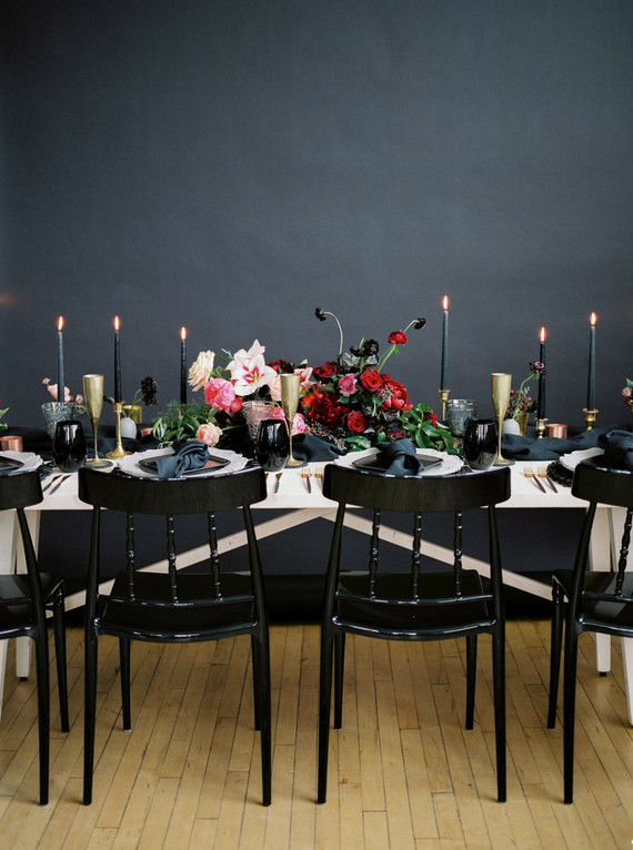 Romantic, moody red and black bridal inspiration