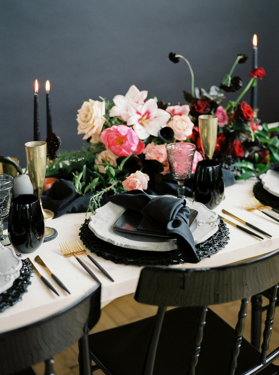 Romantic, moody red and black bridal inspiration