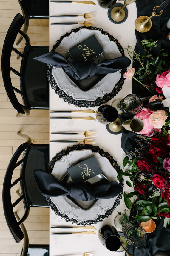 Romantic, moody red and black bridal inspiration