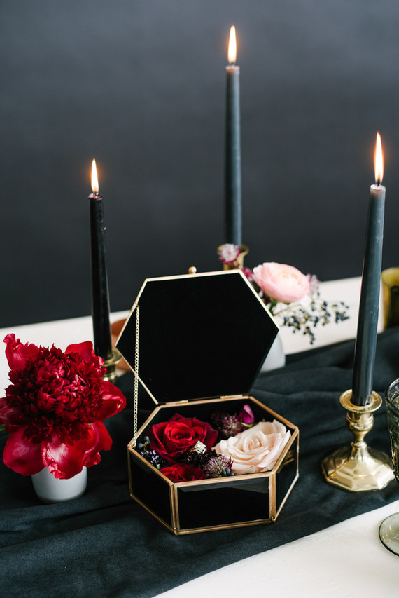 Romantic, moody red and black bridal inspiration