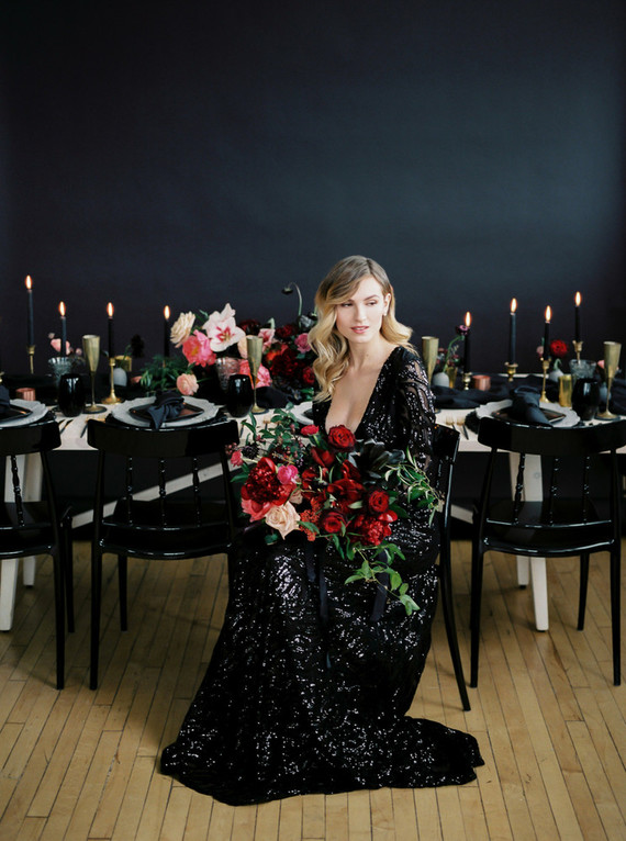 Romantic, moody red and black bridal inspiration