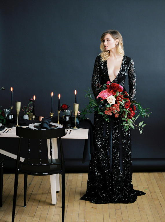 Romantic, moody red and black bridal inspiration