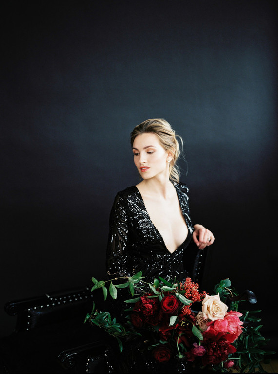 Romantic, moody red and black bridal inspiration