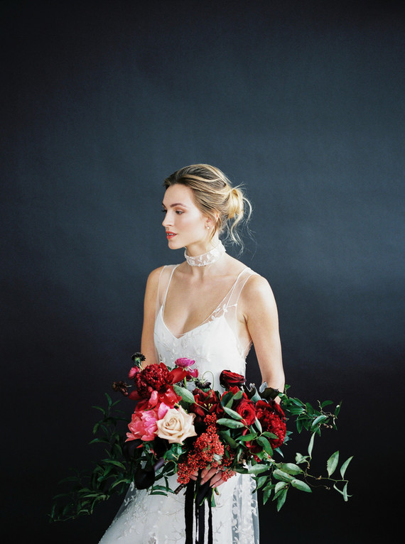 Romantic, moody red and black bridal inspiration