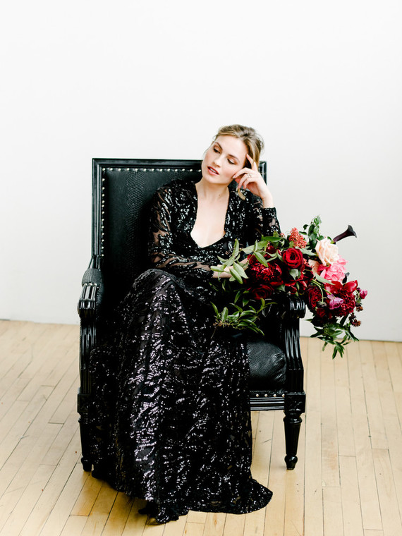Romantic, moody red and black bridal inspiration