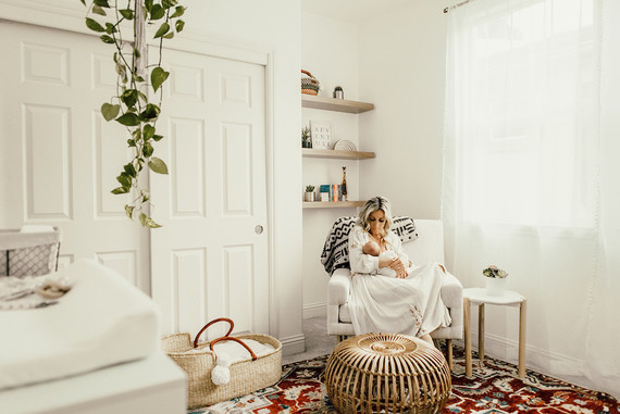 Gender neutral gold and emerald boho nursery