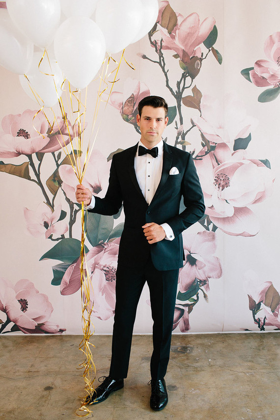 Floral wedding party ideas with The Black Tux Inspiration