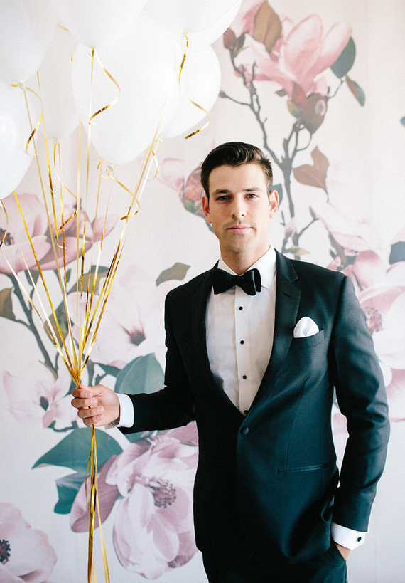 Floral wedding party ideas with The Black Tux Inspiration