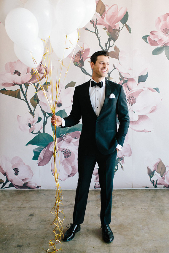 Floral wedding party ideas with The Black Tux Inspiration