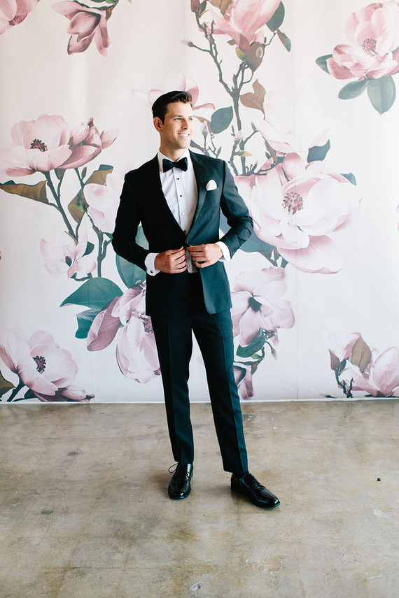 Floral wedding party ideas with The Black Tux Inspiration