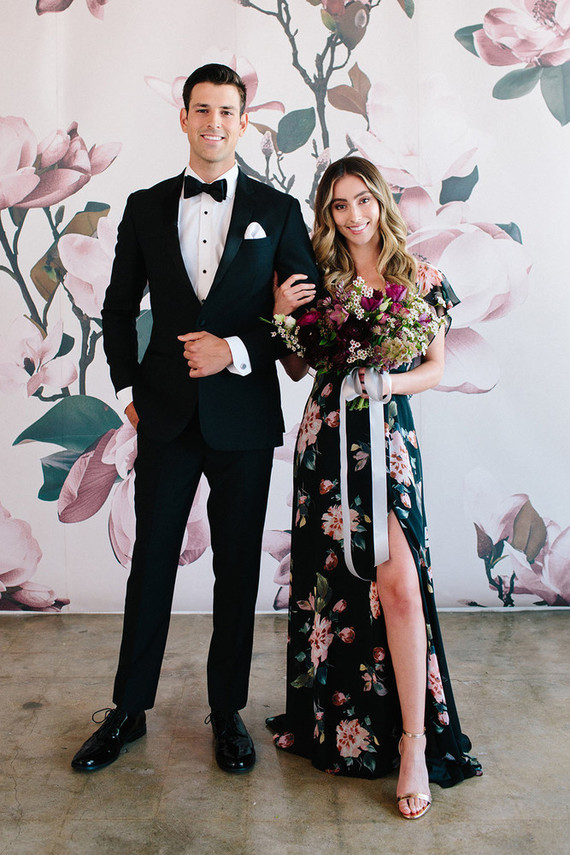 Floral wedding party ideas with The Black Tux
