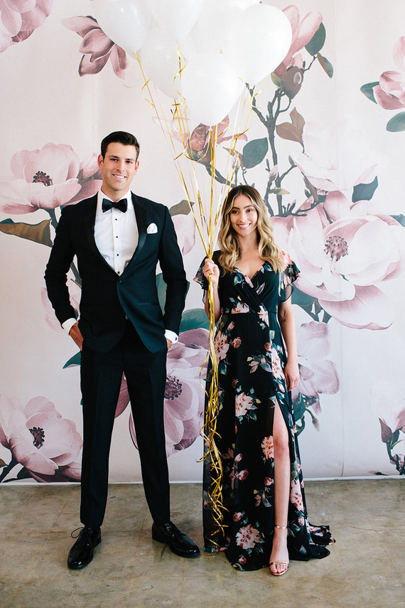 Floral wedding party ideas with The Black Tux Inspiration