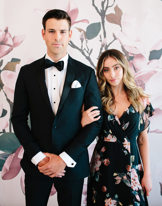 Floral wedding party ideas with The Black Tux Inspiration
