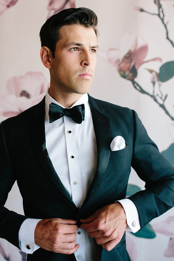 Floral wedding party ideas with The Black Tux Inspiration