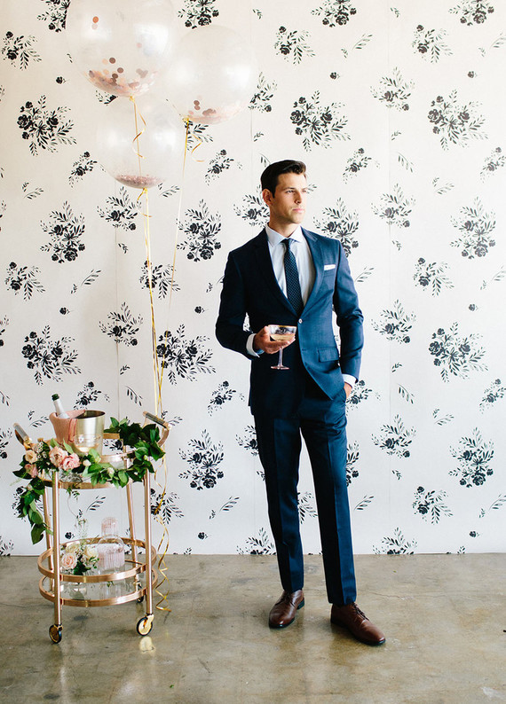 Floral wedding party ideas with The Black Tux Inspiration