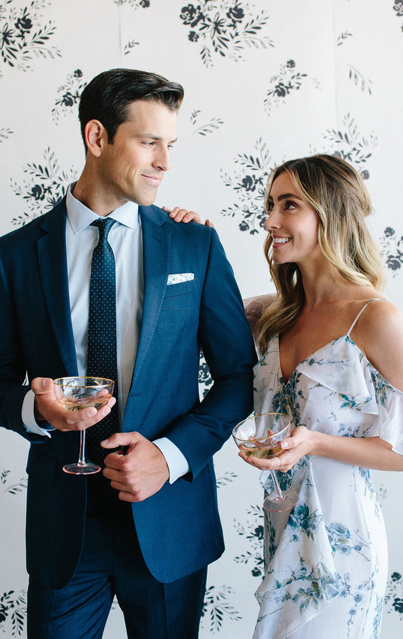 Floral wedding party ideas with The Black Tux Inspiration