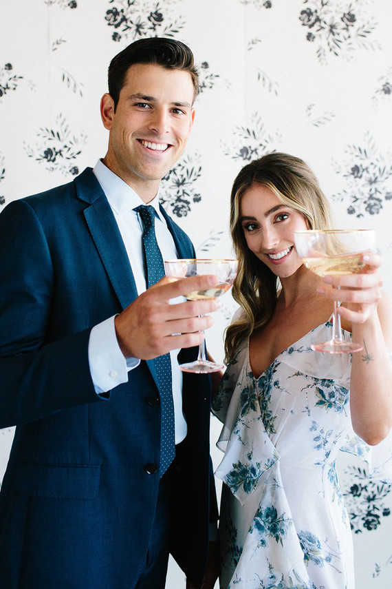 Floral wedding party ideas with The Black Tux