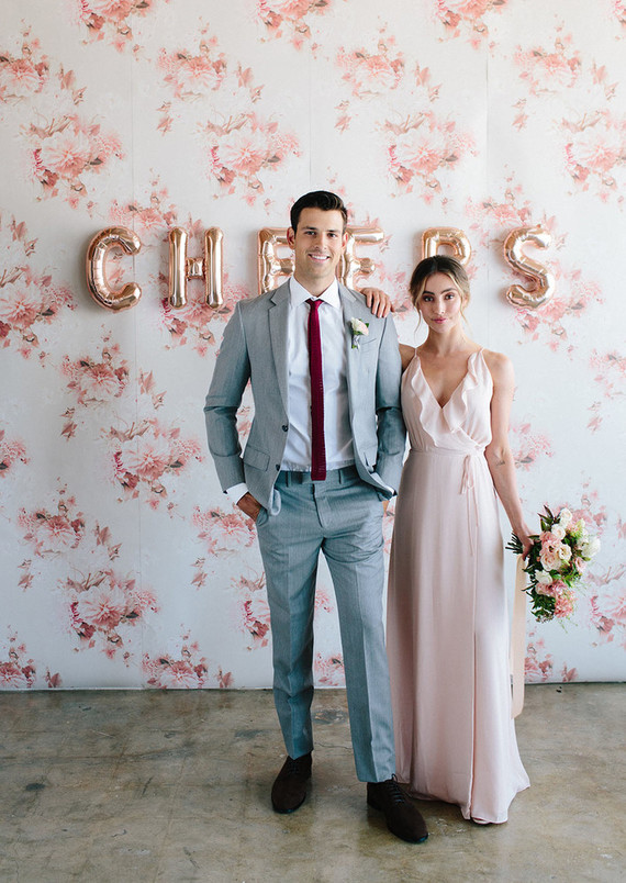 Floral wedding party ideas with The Black Tux Inspiration