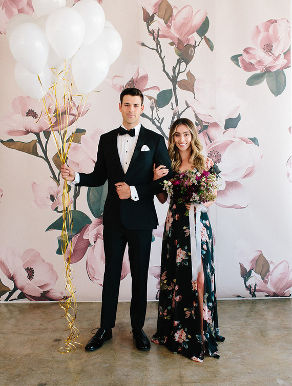 Floral wedding party ideas with The Black Tux