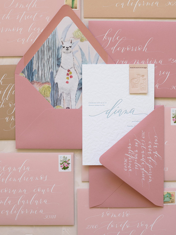 Llama baby shower invites