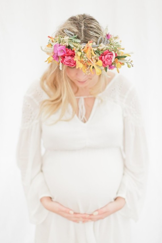 Flower crown maternity photos