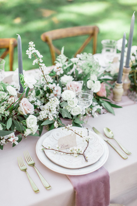 Romantic pastel spring blossom estate wedding