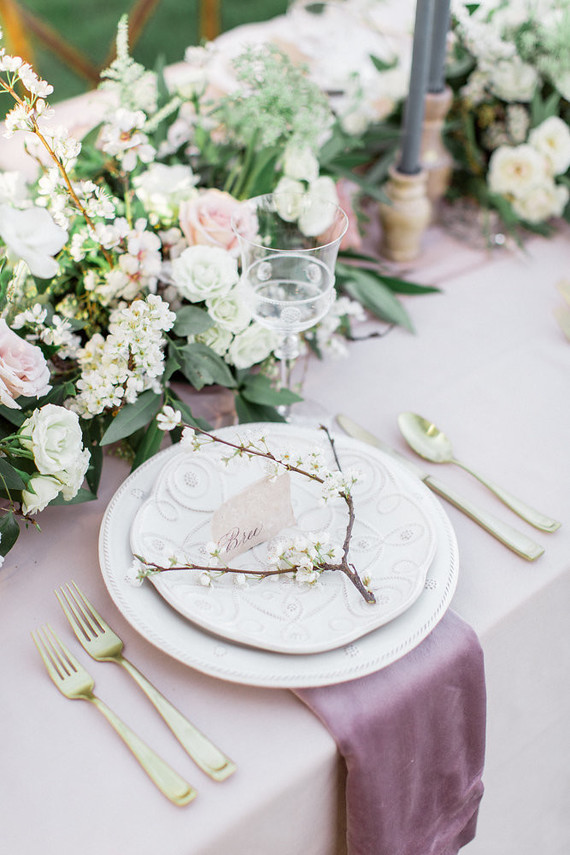 Romantic pastel spring blossom estate wedding