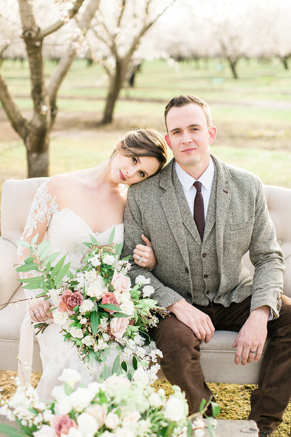 Romantic pastel spring blossom estate wedding