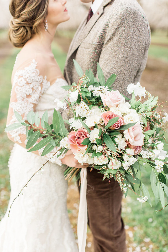 Romantic pastel spring blossom estate wedding