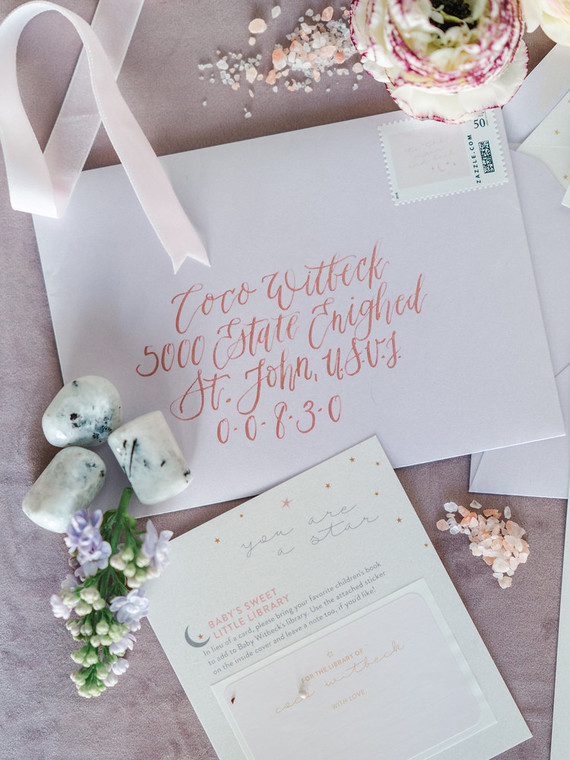 Feminine moon & stars baby shower on 100 Layer Cakelet Inspiration