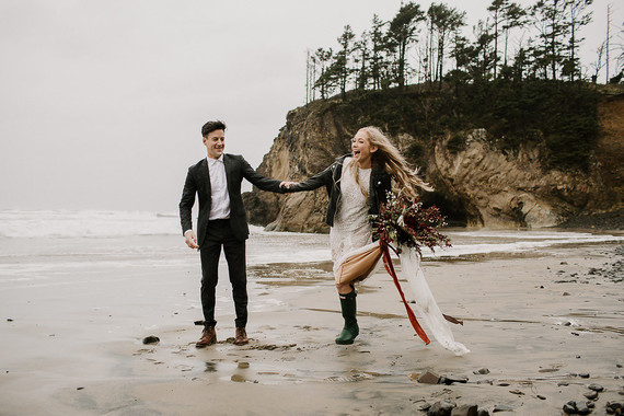 Forest and ocean newlywed shoot